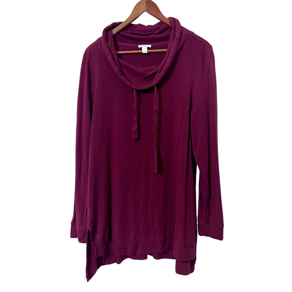 Daily Ritual Tops - Daily Ritual Womens Burgundy Cowl Neck Long Sleeve Tunic Top Size XL